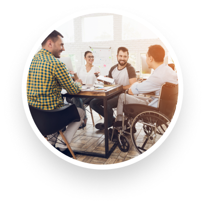 Wheelchair user in a corporate meeting 2